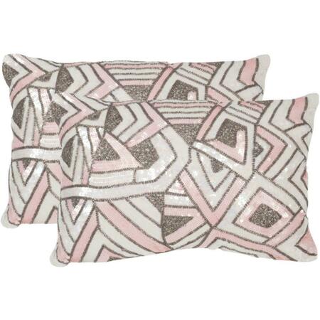 SAFAVIEH 12 x 18 in. Ricci Pillow- Pale Pink DEC452C-1218-SET2